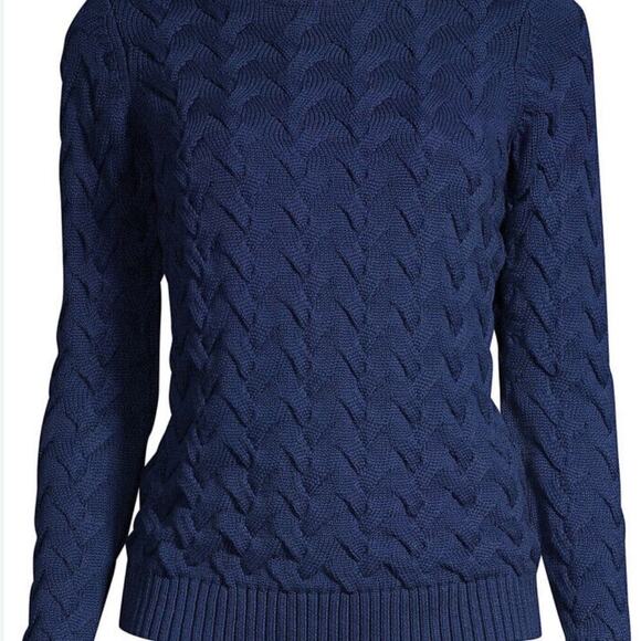 Land’s End Royal Blue 100% Cotton Cable Knit Sweater, The Drifter, Casual, M - Picture 3 of 10